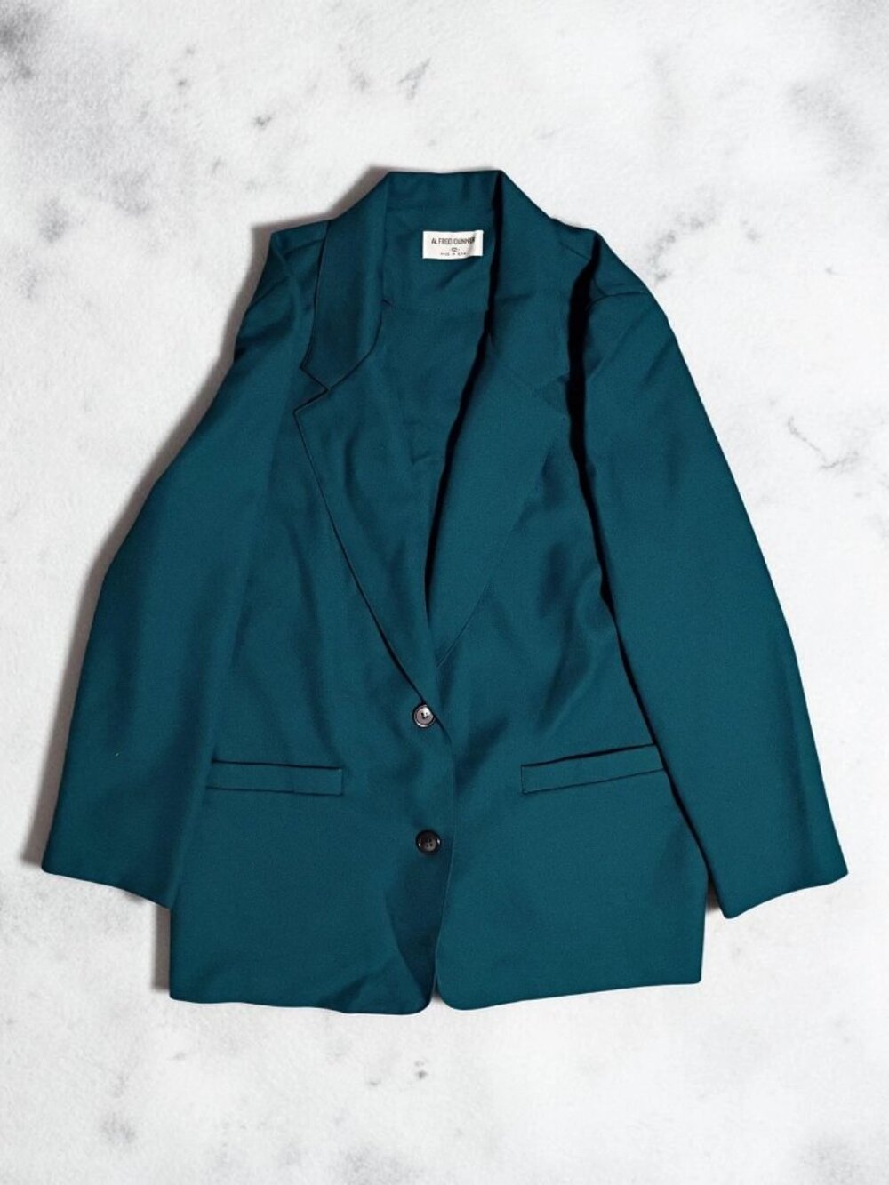 Vintage Alfred Dunner Size 12 Green Short Blazer Suit Jacket Pleatee Waist 90s